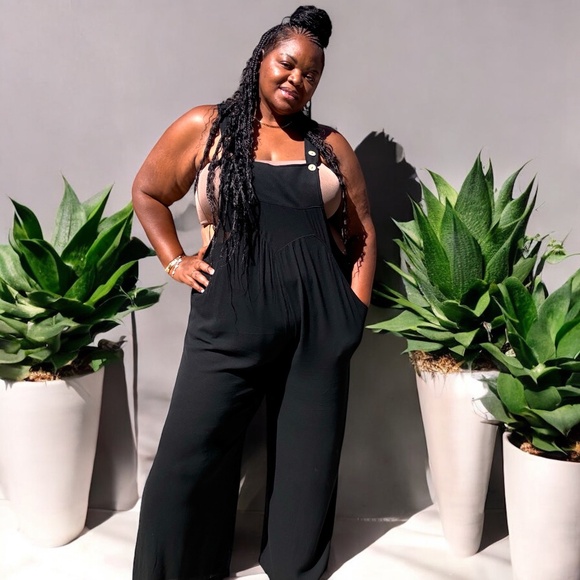 fabulously dressed boutique Pants - Plus Size Lazy Day Overalls In Black